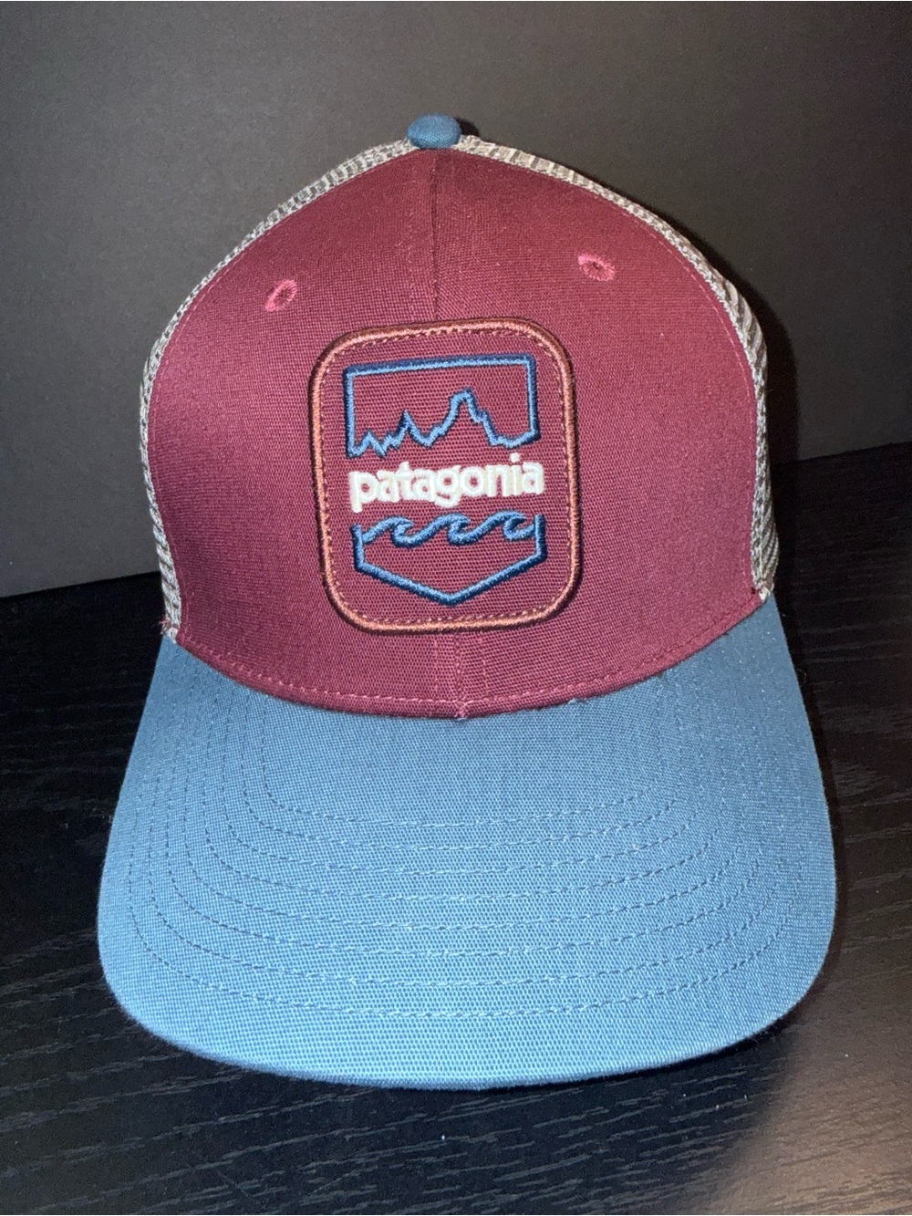 Patagonia Trucker Hat Snapback Red Blue Gray Mesh Logo Patch Outdoor Cap